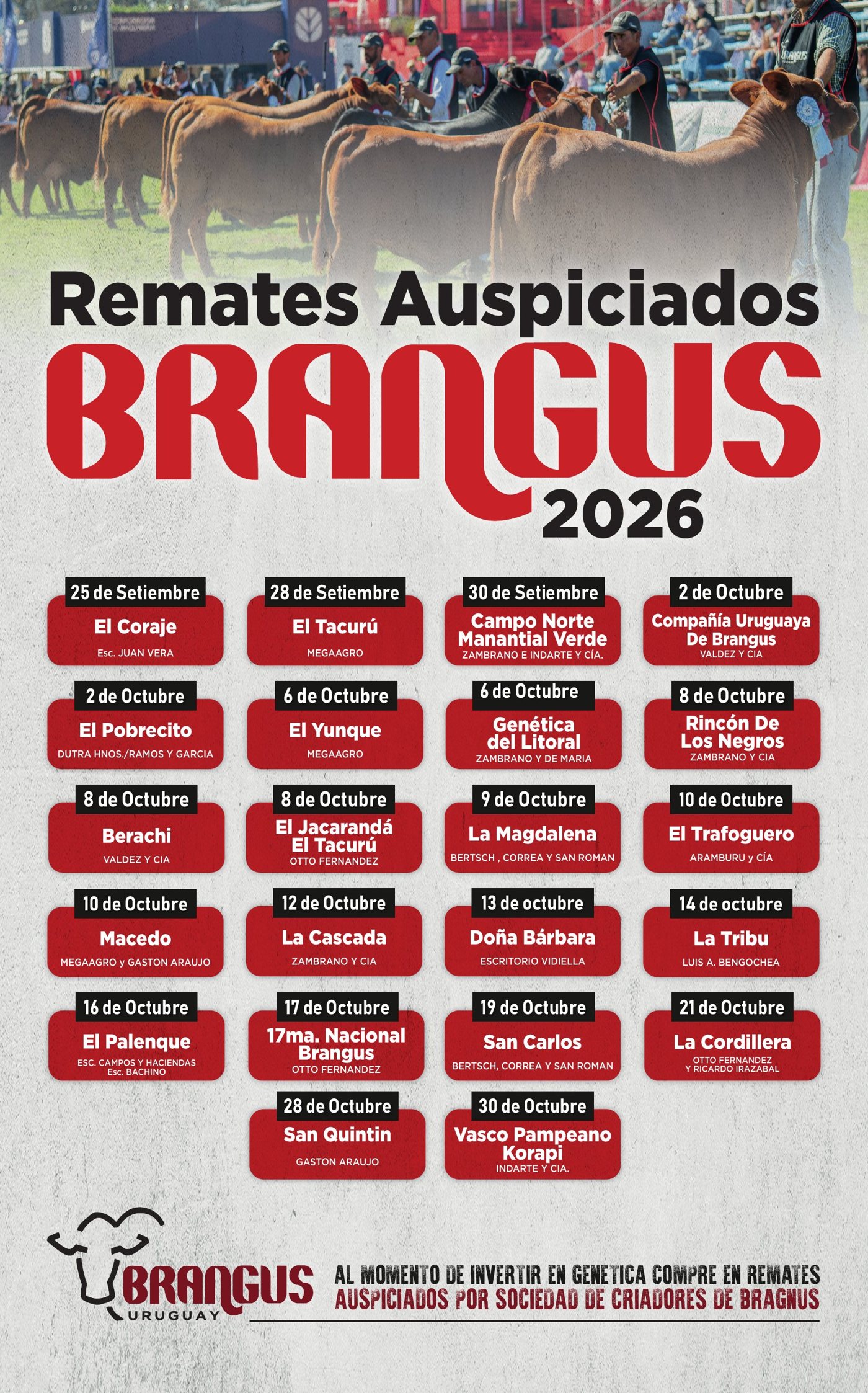 Remates auspiciados Brangus 2026